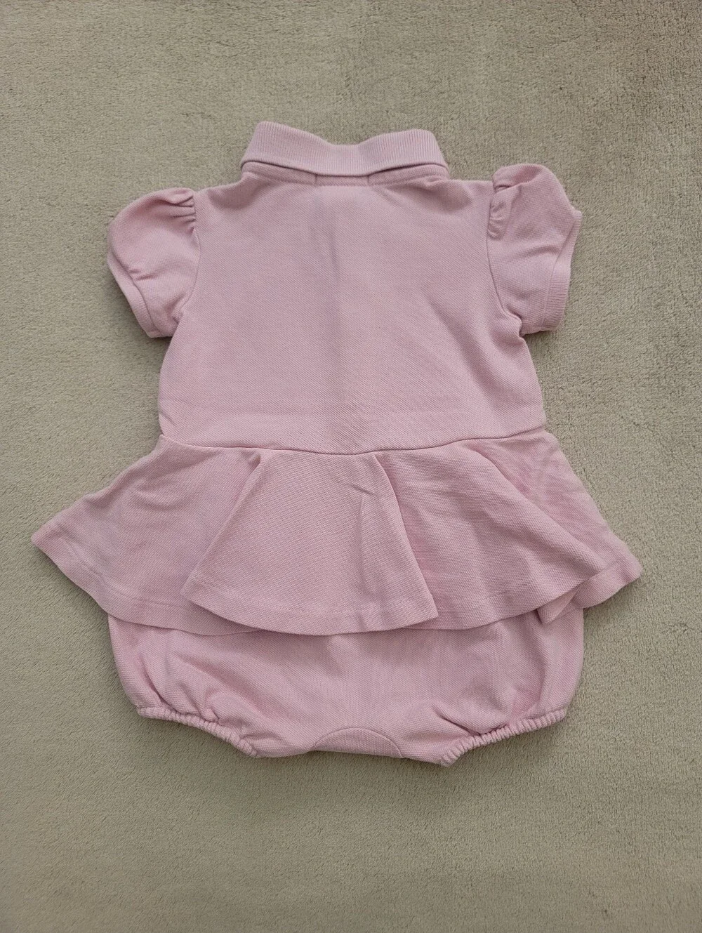 Ralph Lauren Baby Girl Stretch Mesh Peplum Shortall Size 3 Months